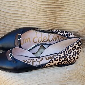 Sam Edelman Black and Leopard Print Loafers